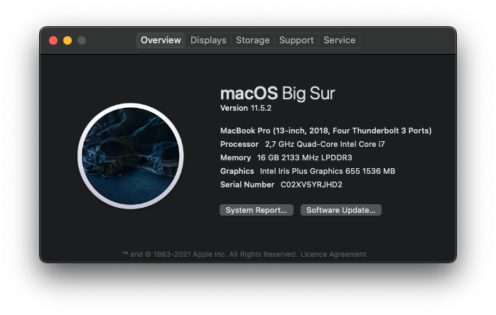 The Macbook 2018 I used for the first test
